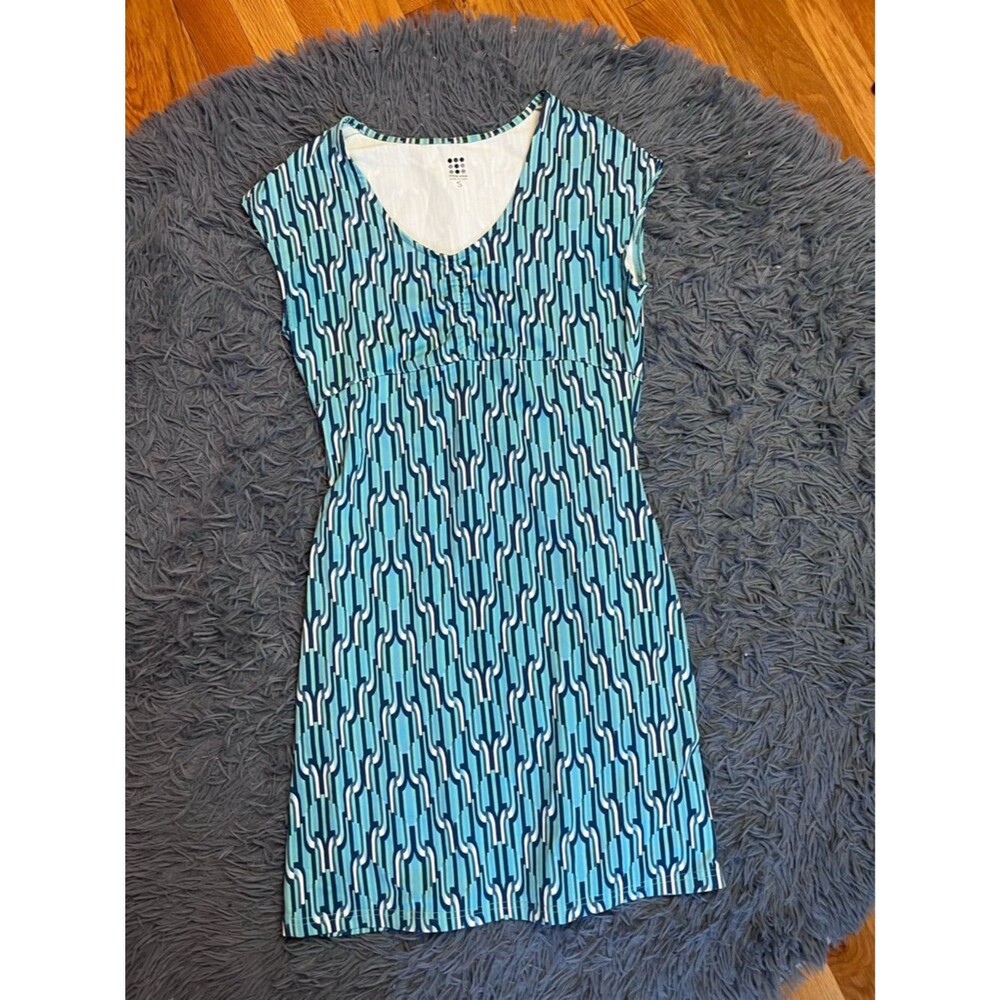 Title Nine Daring Diamalete Dress V Neck Athletic Green Blue Size S - Picture 2 of 6